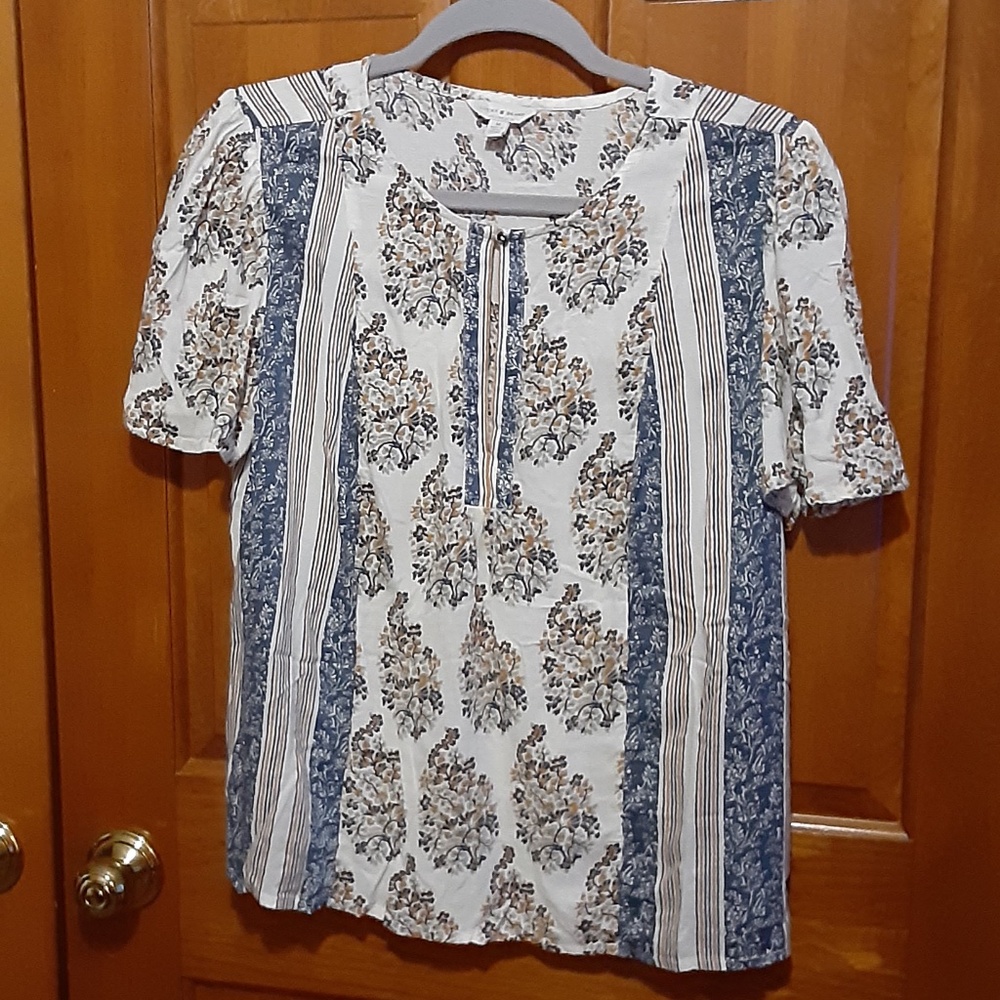 Lucky Brand Boho Floral Print Tunic Blouse